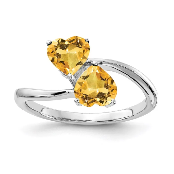 14k White Gold 5mm Heart Citrine ring Goldia Rings
