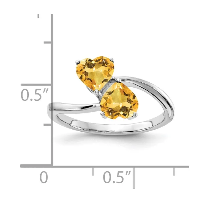 14k White Gold 5mm Heart Citrine ring Goldia Rings