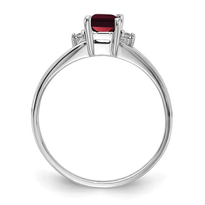 14k White Gold 6x4mm Emerald Cut Garnet AAA Diamond ring Goldia Rings