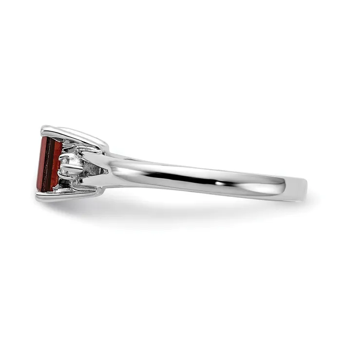 14k White Gold 6x4mm Emerald Cut Garnet AAA Diamond ring Goldia Rings