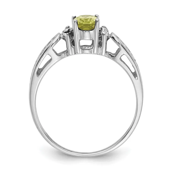 14k White Gold 6x4mm Oval Peridot VS Real Diamond ring Goldiacom Rings