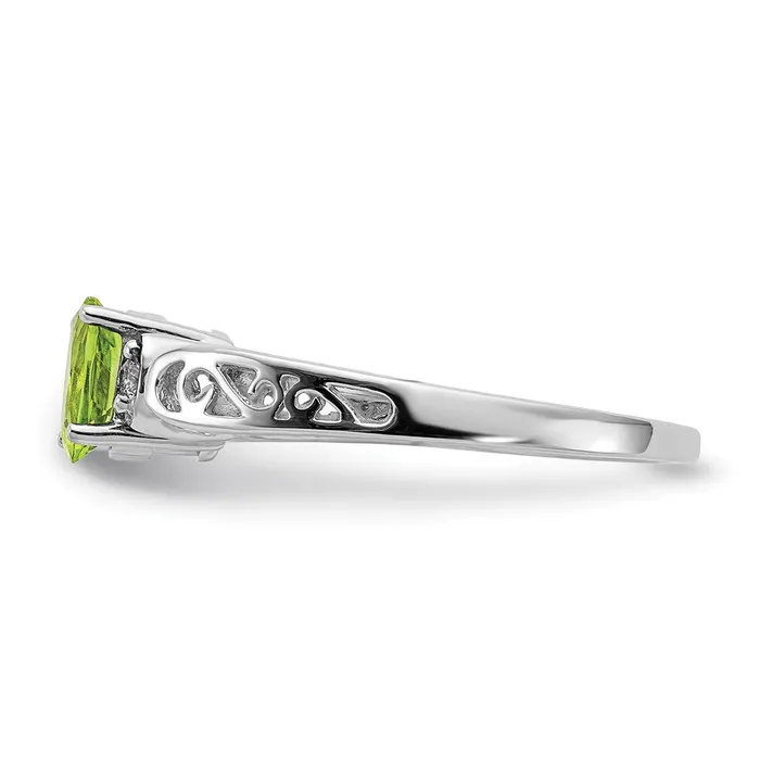 14k White Gold 6x4mm Oval Peridot VS Real Diamond ring Goldiacom Rings