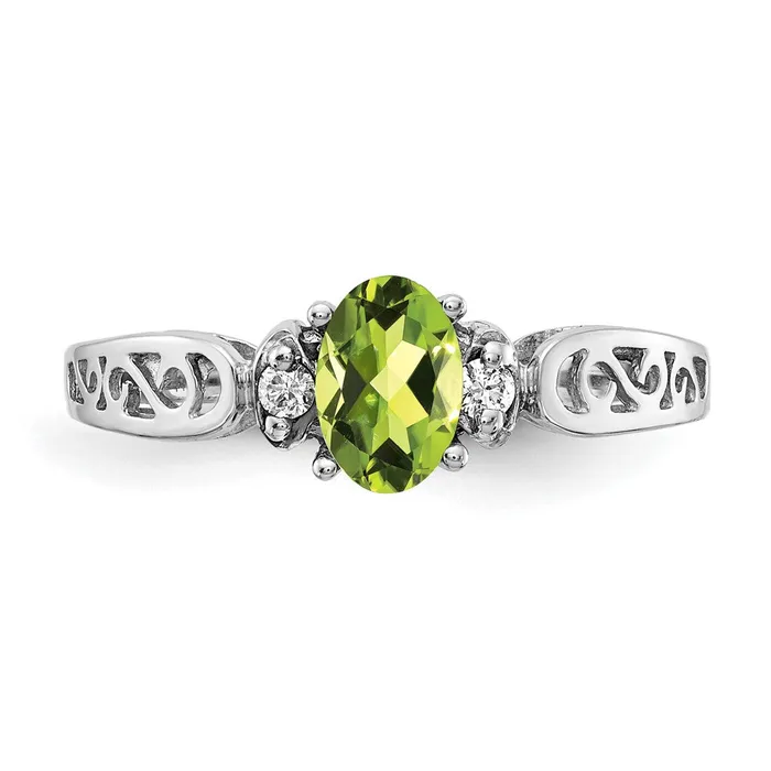 14k White Gold 6x4mm Oval Peridot VS Real Diamond ring Goldiacom Rings