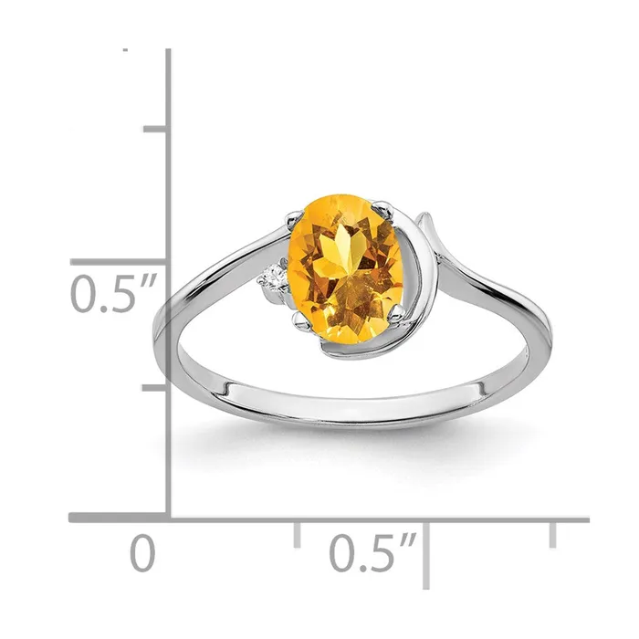 14k White Gold 7x5mm Oval Citrine AA Real Diamond ring goldiaca Rings