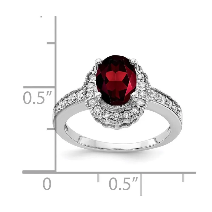 14k White Gold 8x6mm Oval Garnet A Real Diamond ring Goldiacom Rings