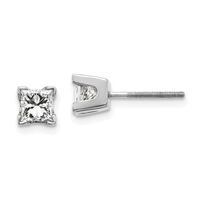 14k White Gold AA Quality Complete Princess Cut Diamond Earrings goldiaca Earrings