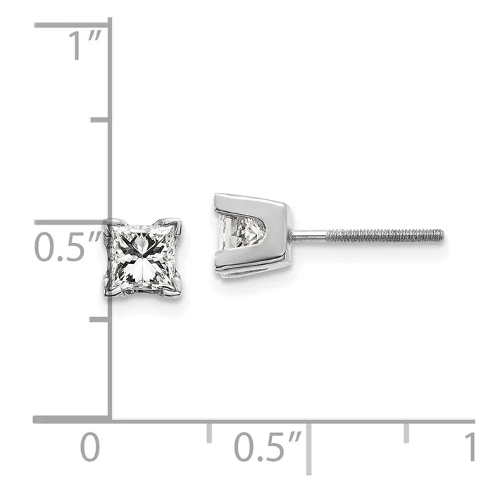 14k White Gold AA Quality Complete Princess Cut Diamond Earrings goldiaca Earrings