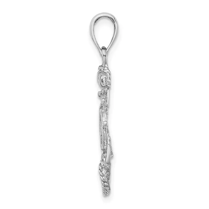 14k White Gold Anchor and Wheel Pendant Goldia Necklaces