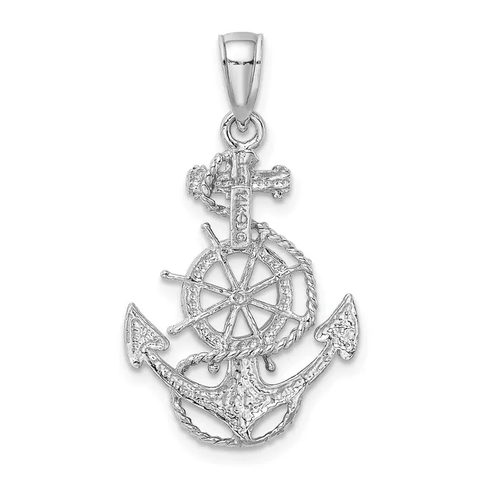 14k White Gold Anchor and Wheel Pendant Goldia Necklaces