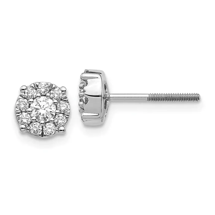14k White Gold Cluster Real Diamond Screw Back Post Earrings Goldia Earrings 14k White Gold Cluster Real Diamond Screw Back Post Earrings Goldia Earrings