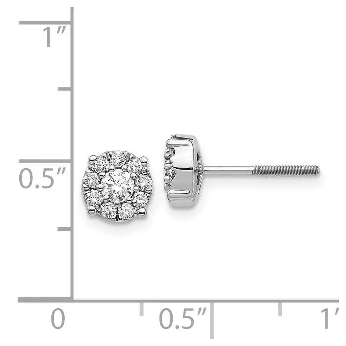 14k White Gold Cluster Real Diamond Screw Back Post Earrings Goldia Earrings