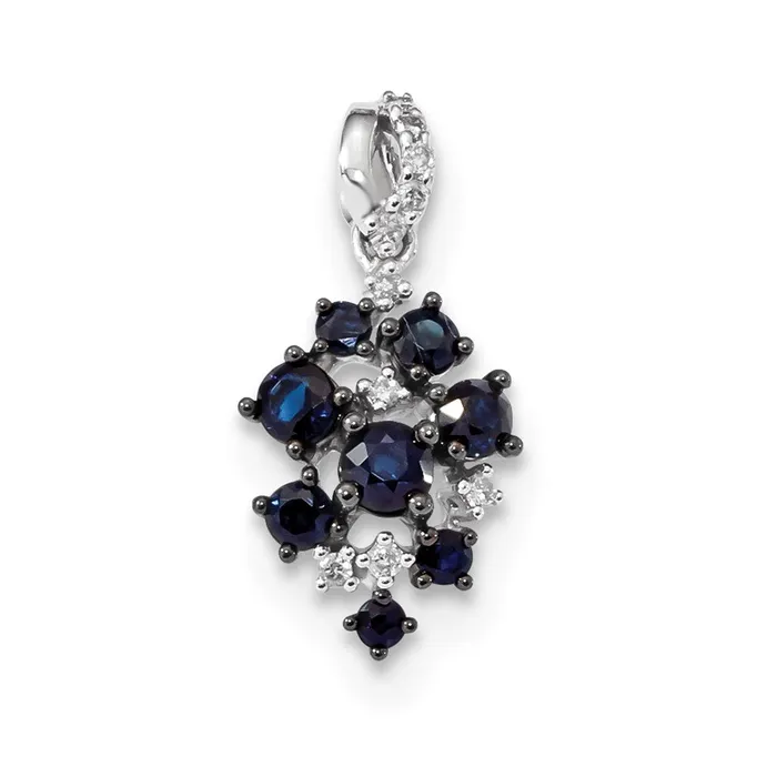 14k White Gold Diamond and Sapphire Polished Pendant Goldiacom Necklaces