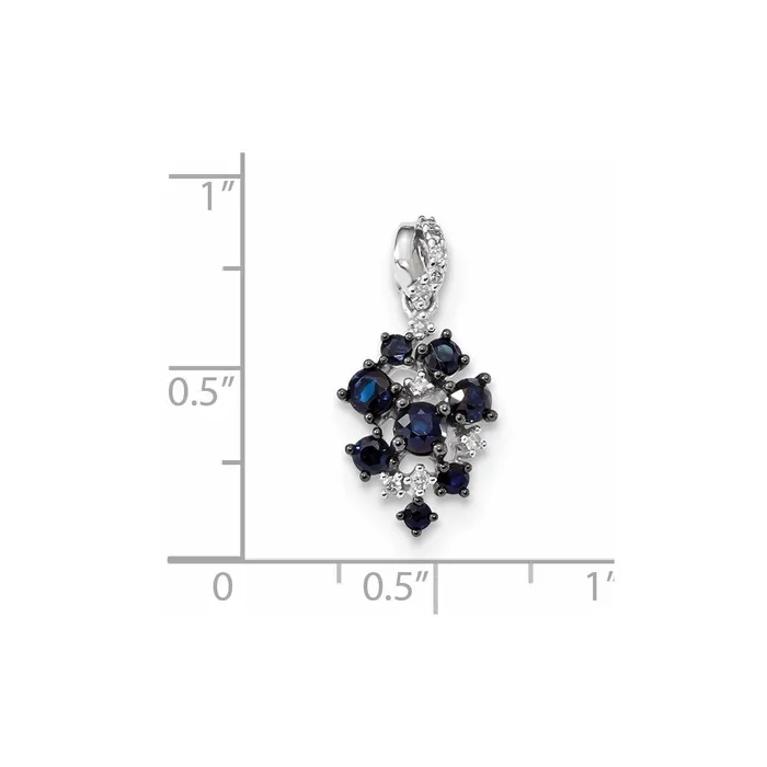 14k White Gold Diamond and Sapphire Polished Pendant Goldiacom Necklaces