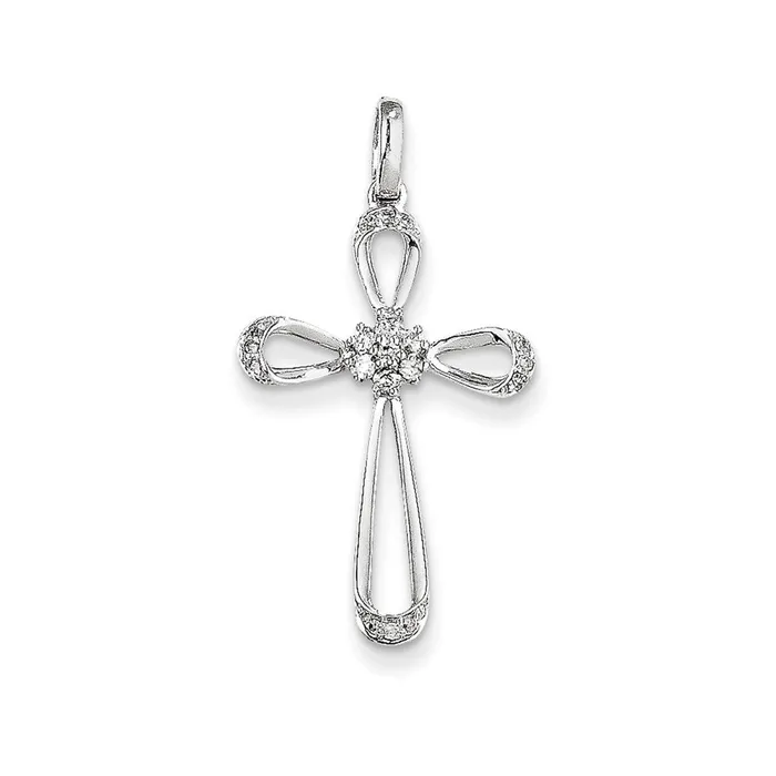 14K White Gold Diamond Cross Pendant Goldiacom Necklaces