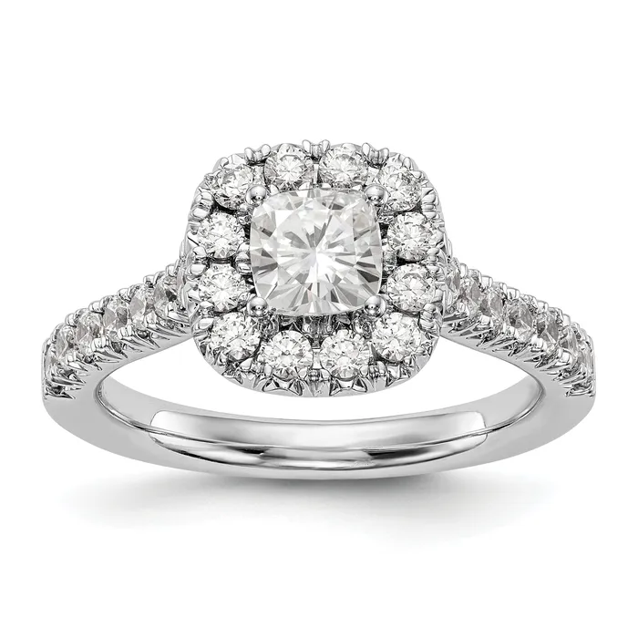 14K White Gold Diamond Cushion CZ Halo Engagement Ring Goldiacom Rings