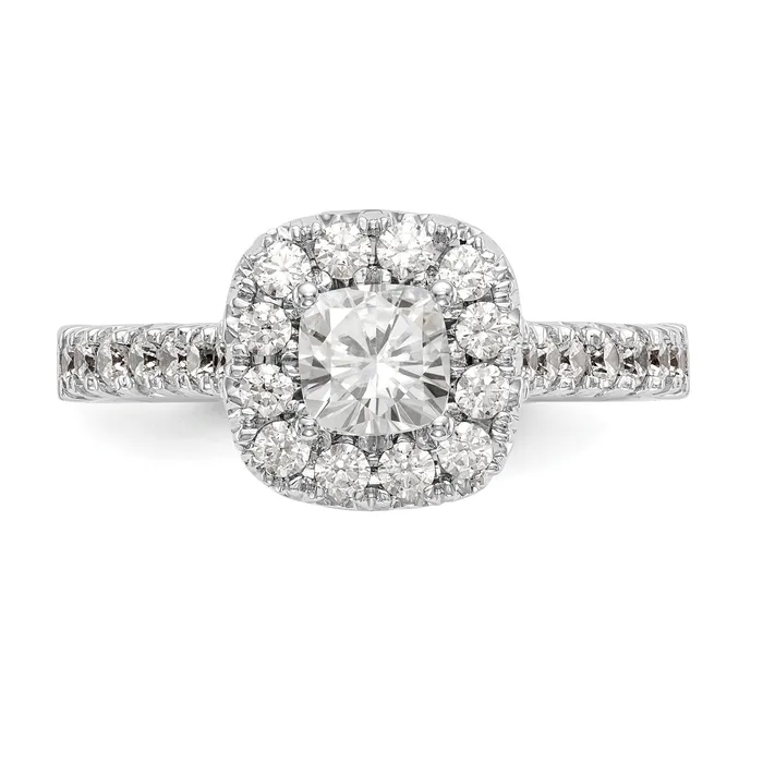 14K White Gold Diamond Cushion CZ Halo Engagement Ring Goldiacom Rings