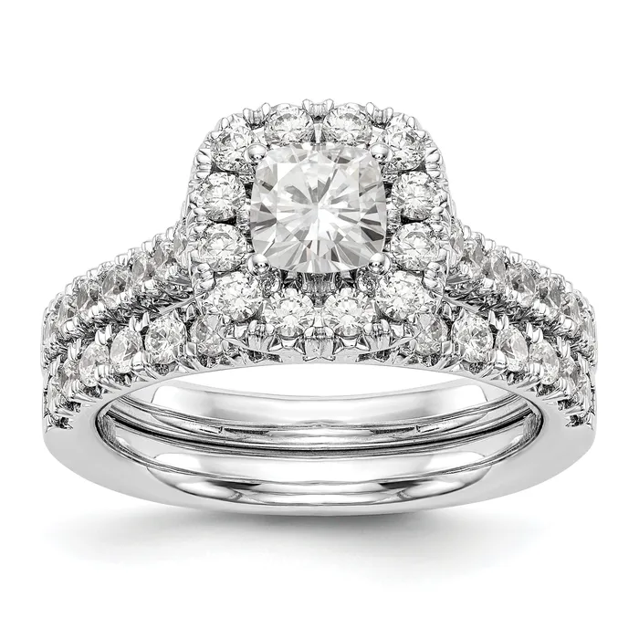 14K White Gold Diamond Cushion CZ Halo Engagement Ring Goldiacom Rings