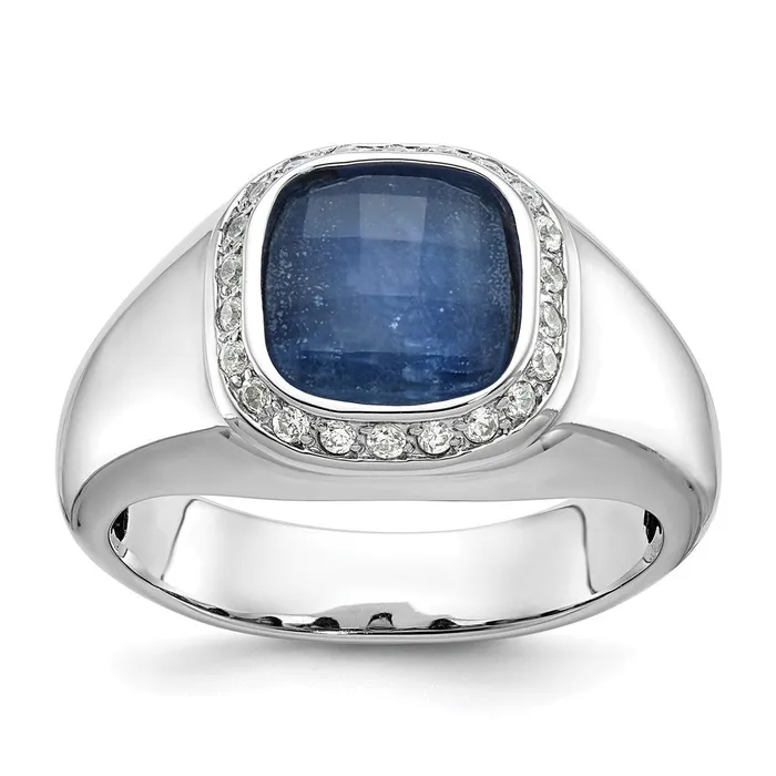 14k White Gold Mens Sapphire Doublet Stone and 15 carat Diamond Complete Ring Goldia Rings 14k White Gold Mens Sapphire Doublet Stone and 15 carat Diamond Complete Ring Goldia Rings