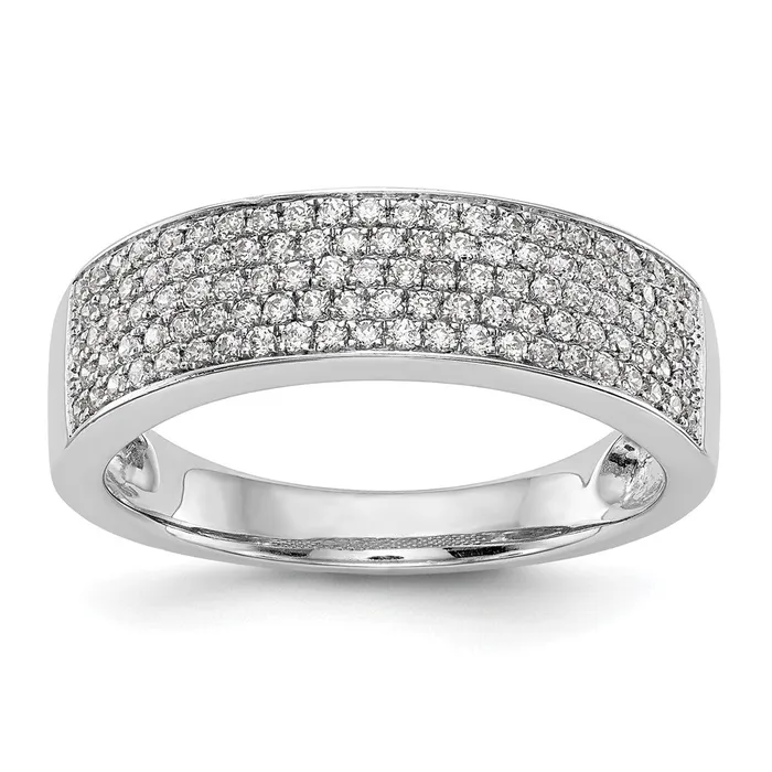 14K White Gold Micro Pave Real Diamond Band goldiaca Rings