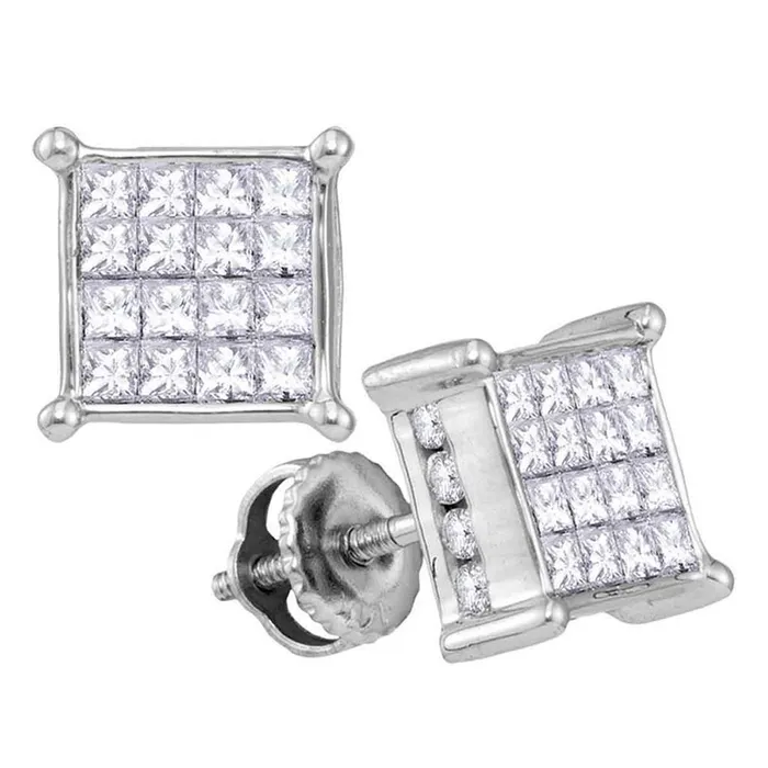 14k White Gold Princess Diamond Square Cluster Earrings 34 Cttw gndatlanta Earrings 14k White Gold Princess Diamond Square Cluster Earrings 34 Cttw gndatlanta Earrings
