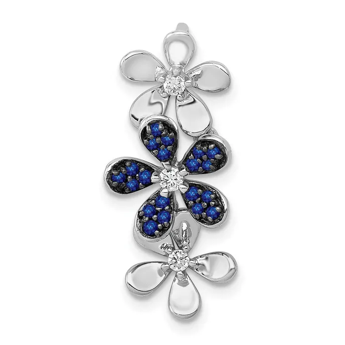14k White Gold Real Diamond and Sapphire 3 Flowers Pendant Goldia Necklaces 14k White Gold Real Diamond and Sapphire 3 Flowers Pendant Goldia Necklaces