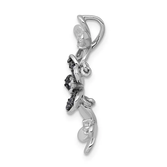 14k White Gold Real Diamond and Sapphire 3 Flowers Pendant Goldia Necklaces