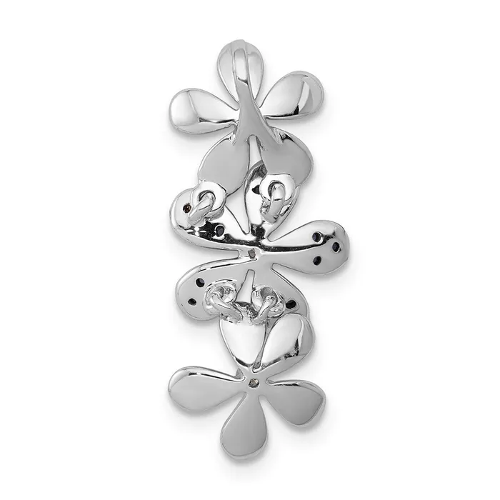 14k White Gold Real Diamond and Sapphire 3 Flowers Pendant Goldia Necklaces