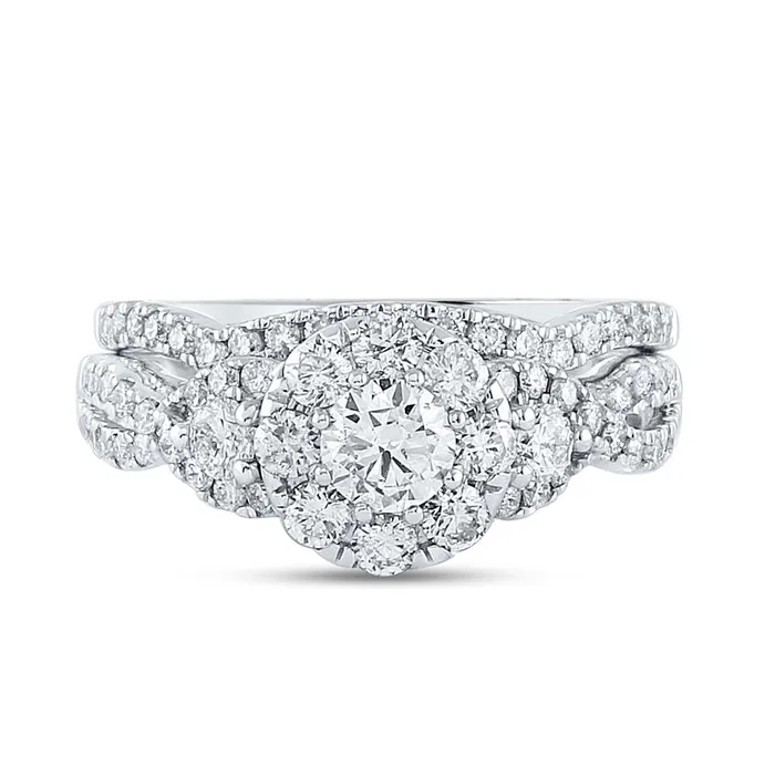 14k White Gold Round Diamond Bridal Wedding Ring Set 112 Cttw Certified gndatlanta Rings 14k White Gold Round Diamond Bridal Wedding Ring Set 112 Cttw Certified gndatlanta Rings