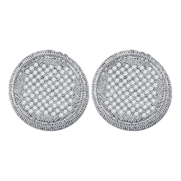 14k White Gold Round Diamond Circle Cluster Stud Earrings 1 Cttw gndatlanta Earrings 14k White Gold Round Diamond Circle Cluster Stud Earrings 1 Cttw gndatlanta Earrings