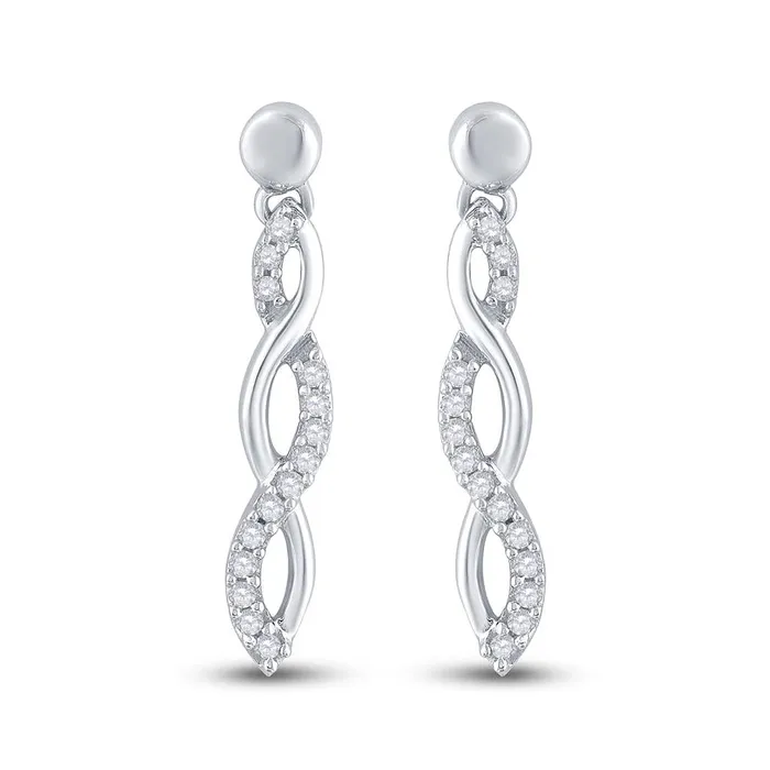 14k White Gold Round Diamond Dangle Earrings 14 Cttw gndatlanta Earrings