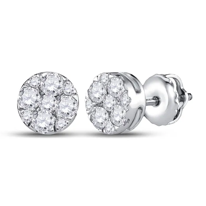 14k White Gold Round Diamond Fashion Cluster Earrings 12 Cttw gndatlanta Earrings 14k White Gold Round Diamond Fashion Cluster Earrings 12 Cttw gndatlanta Earrings