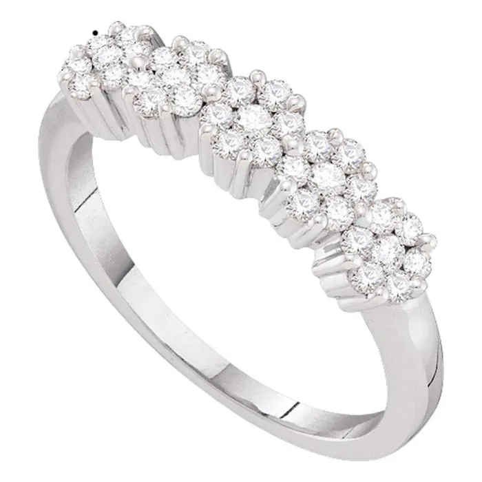 14k White Gold Round Diamond Five Flower Cluster Ring 14 Cttw gndatlanta Rings 14k White Gold Round Diamond Five Flower Cluster Ring 14 Cttw gndatlanta Rings