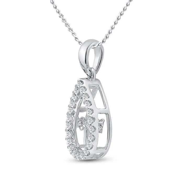 14k White Gold Round Diamond Moving Twinkle 2Stone Teardrop Pendant 12 Cttw gndatlanta Necklaces 14k White Gold Round Diamond Moving Twinkle 2Stone Teardrop Pendant 12 Cttw gndatlanta Necklaces