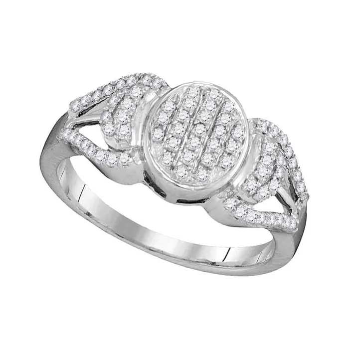 14k White Gold Round Diamond Oval Cluster Ring 13 Cttw gndatlanta Rings