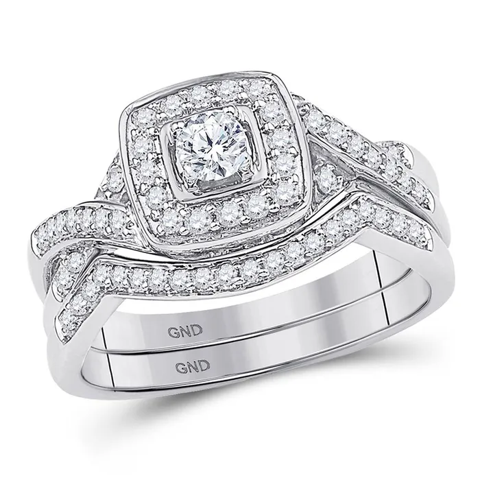 14k White Gold Round Diamond Twist Bridal Wedding Ring Set 12 Cttw gndatlanta Rings 14k White Gold Round Diamond Twist Bridal Wedding Ring Set 12 Cttw gndatlanta Rings