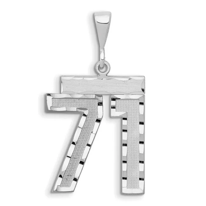 14k White Goldw Small Brushed Diamondcut Number 71 Charm Goldia Charm Necklaces 14k White Goldw Small Brushed Diamondcut Number 71 Charm Goldia Charm Necklaces