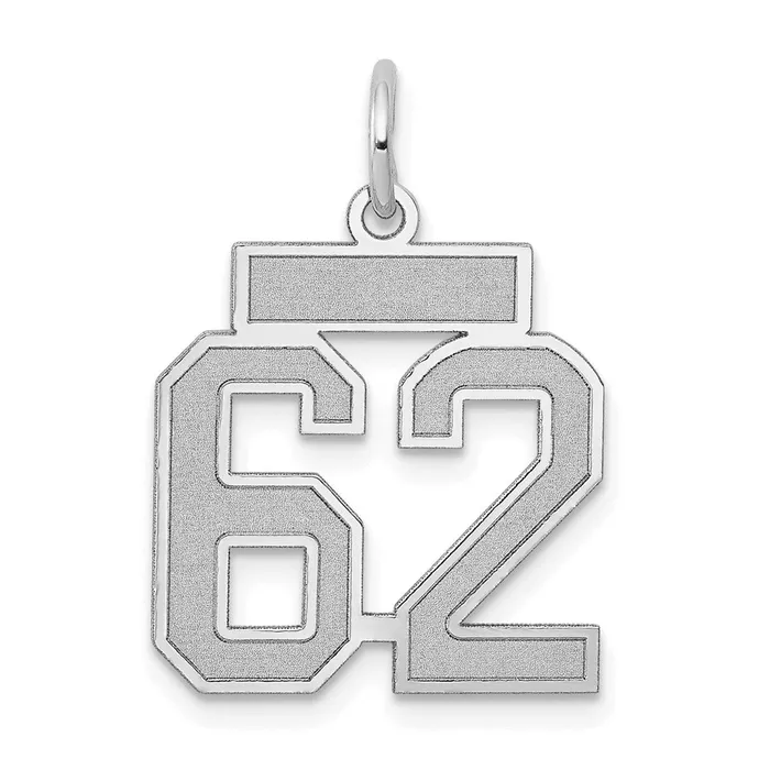 14k White Goldw Small Satin Number 62 Charm Goldia Charm Necklaces