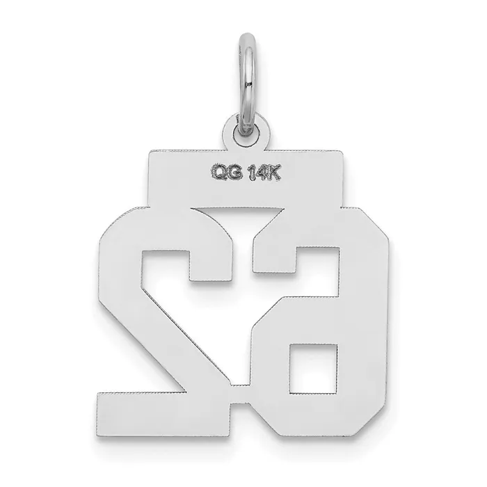 14k White Goldw Small Satin Number 62 Charm Goldia Charm Necklaces