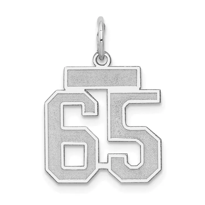 14k White Goldw Small Satin Number 65 Charm Goldia Charm Necklaces