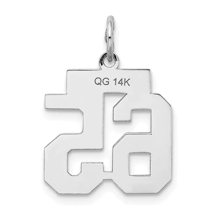 14k White Goldw Small Satin Number 65 Charm Goldia Charm Necklaces