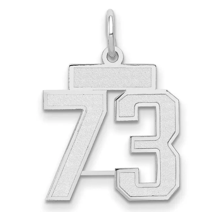 14k White Goldw Small Satin Number 73 Charm Goldia Charm Necklaces
