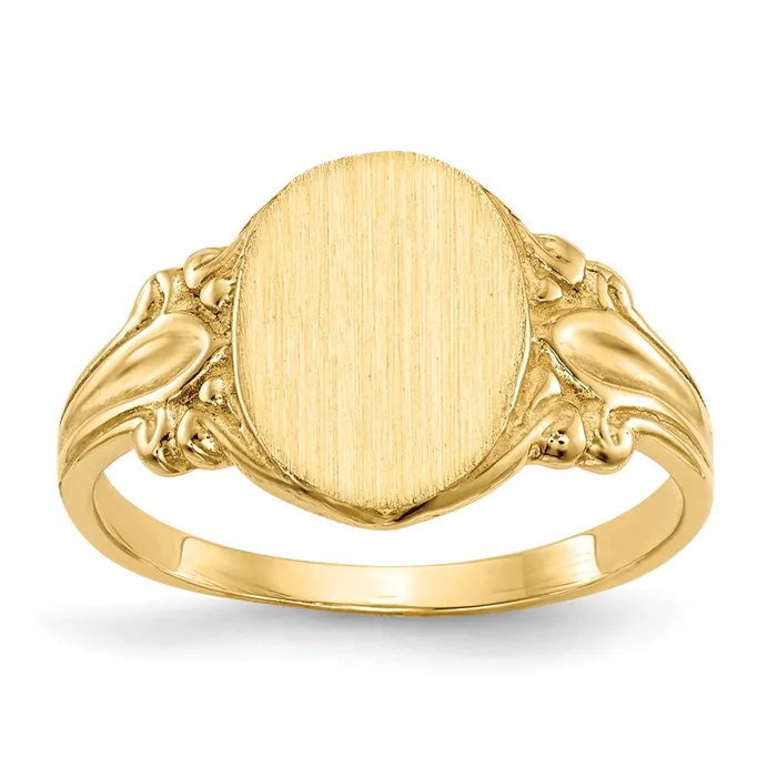 14K Yellow Gold 100x80mm Closed Back Signet Ring Goldia Rings