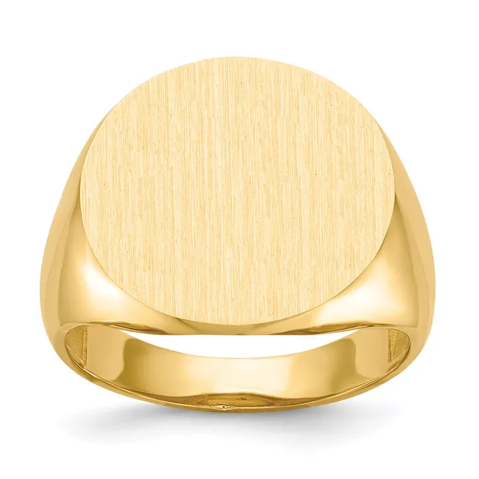 14K Yellow Gold 175x180mm Open Back Mens Signet Ring Goldia Rings