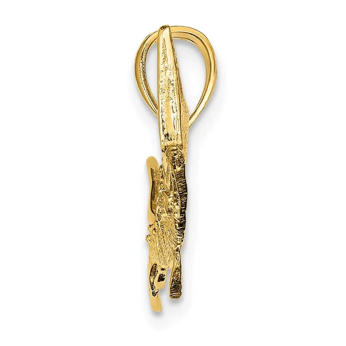 14k Yellow Gold 2D Textured Marlin Fish Charm Goldia Charm Necklaces