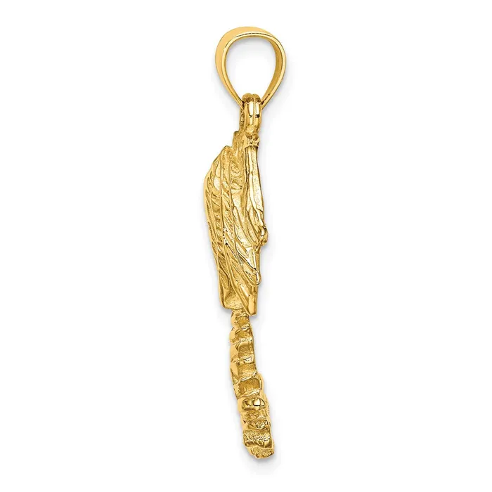 14k Yellow Gold 2D Textured Single Palm Tree Charm Goldia Charm Necklaces
