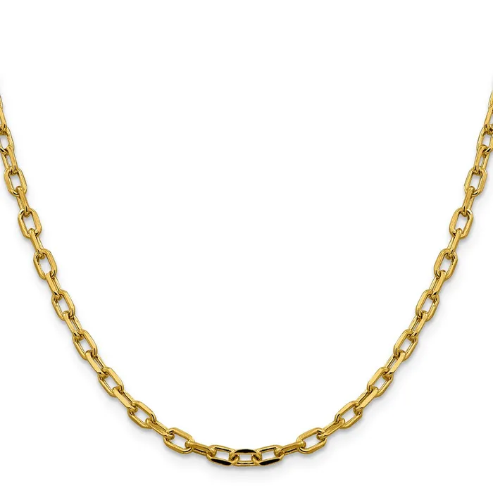 14K Yellow Gold 24 inch 37mm SemiSolid Diamondcut Open Link Cable with Lobster Clasp Chain Necklace MDS Necklaces