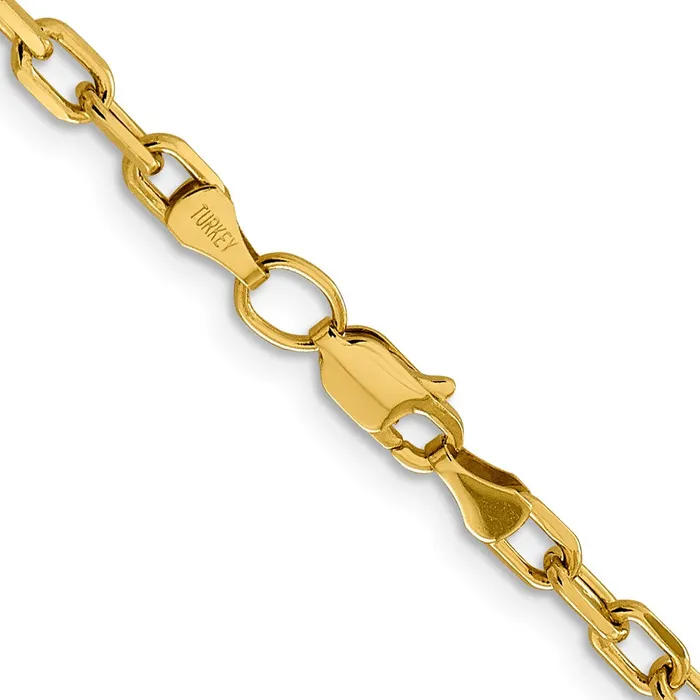 14K Yellow Gold 24 inch 37mm SemiSolid Diamondcut Open Link Cable with Lobster Clasp Chain Necklace MDS Necklaces