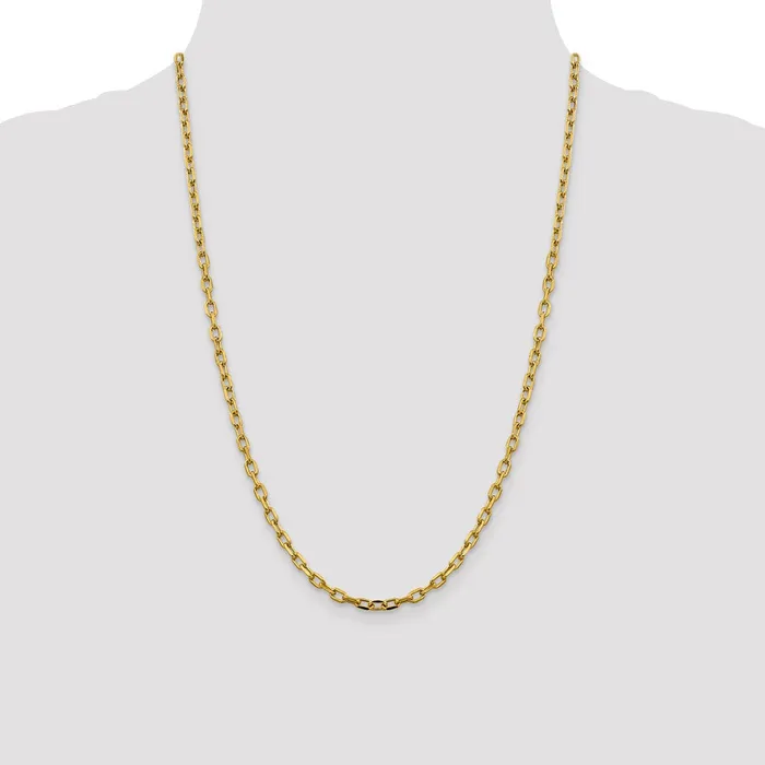 14K Yellow Gold 24 inch 37mm SemiSolid Diamondcut Open Link Cable with Lobster Clasp Chain Necklace MDS Necklaces