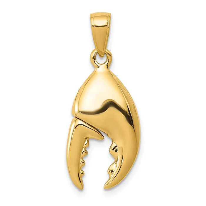 14k Yellow Gold 3D Moveable Stone Crab Claw Pendant Goldia Necklaces