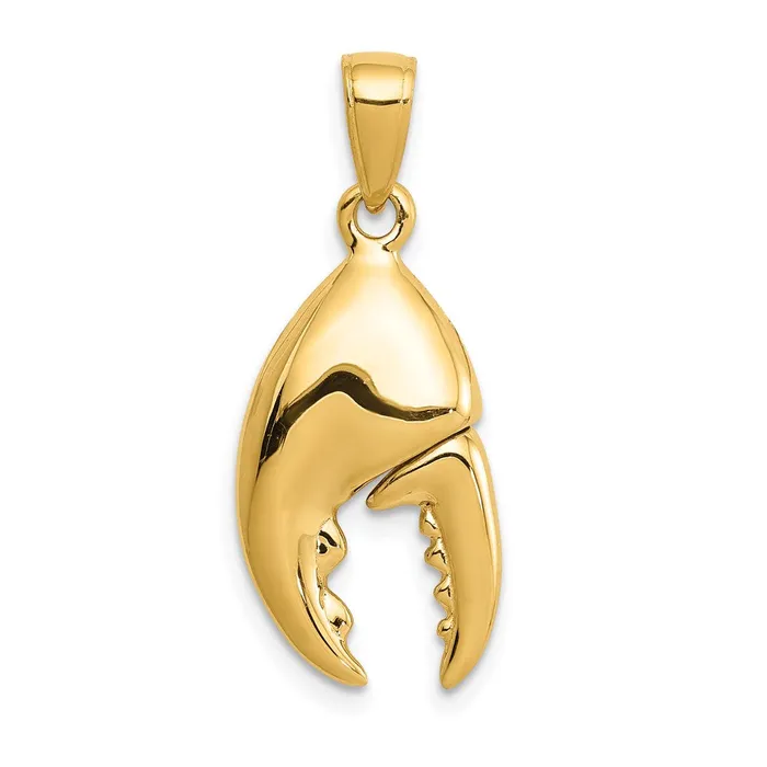 14k Yellow Gold 3D Moveable Stone Crab Claw Pendant Goldia Necklaces